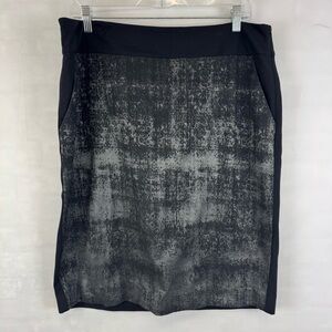 Eileen Fisher Black Textured Pencil Skirt Stretch Side Zip Women’s Size L‎
